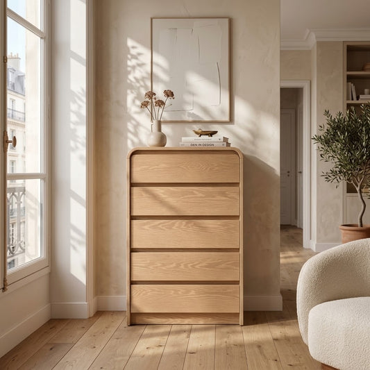 Commode haute arrondie à cinq tiroirs