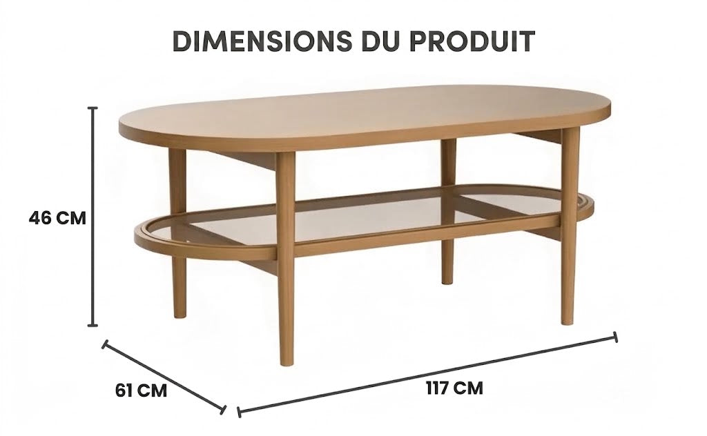 Table basse avec étagère ouverte