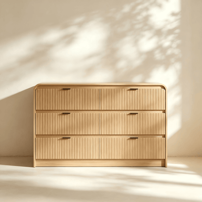Commode à six tiroirs cannelés