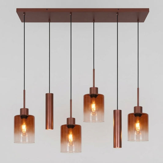 Lustre linéaire en laiton et verre