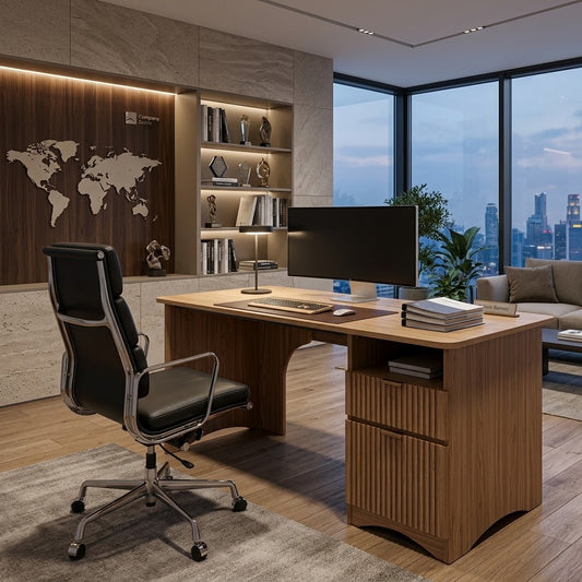 Bureau cannelé avec rangements