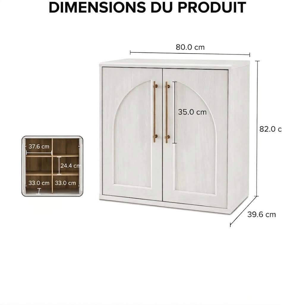 Buffet à deux portes avec panneaux cintrés