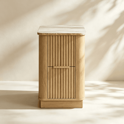 Table d'appoint cannelée à deux tiroirs